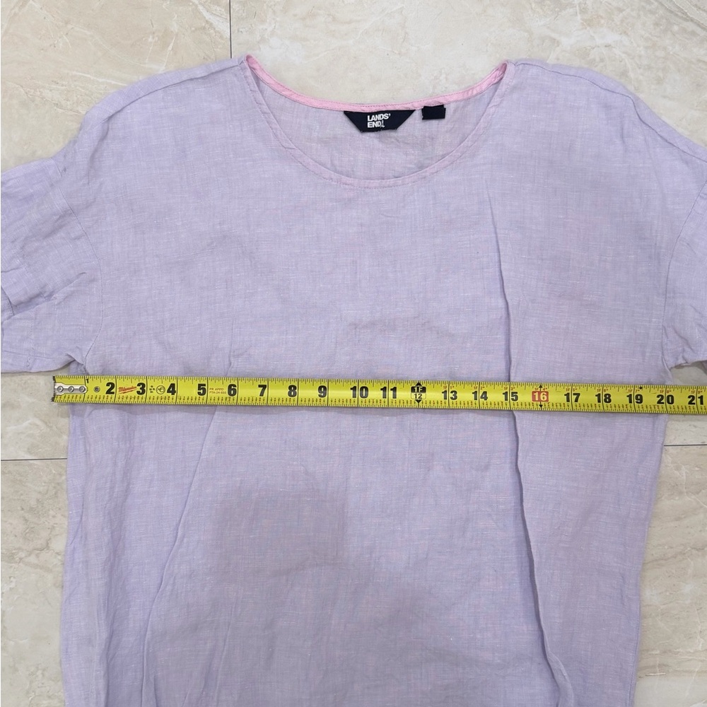 Lands' End Women's Short Sleeve 100% Linen Top Casual Blouse Purple Small - Picture 10 of 10